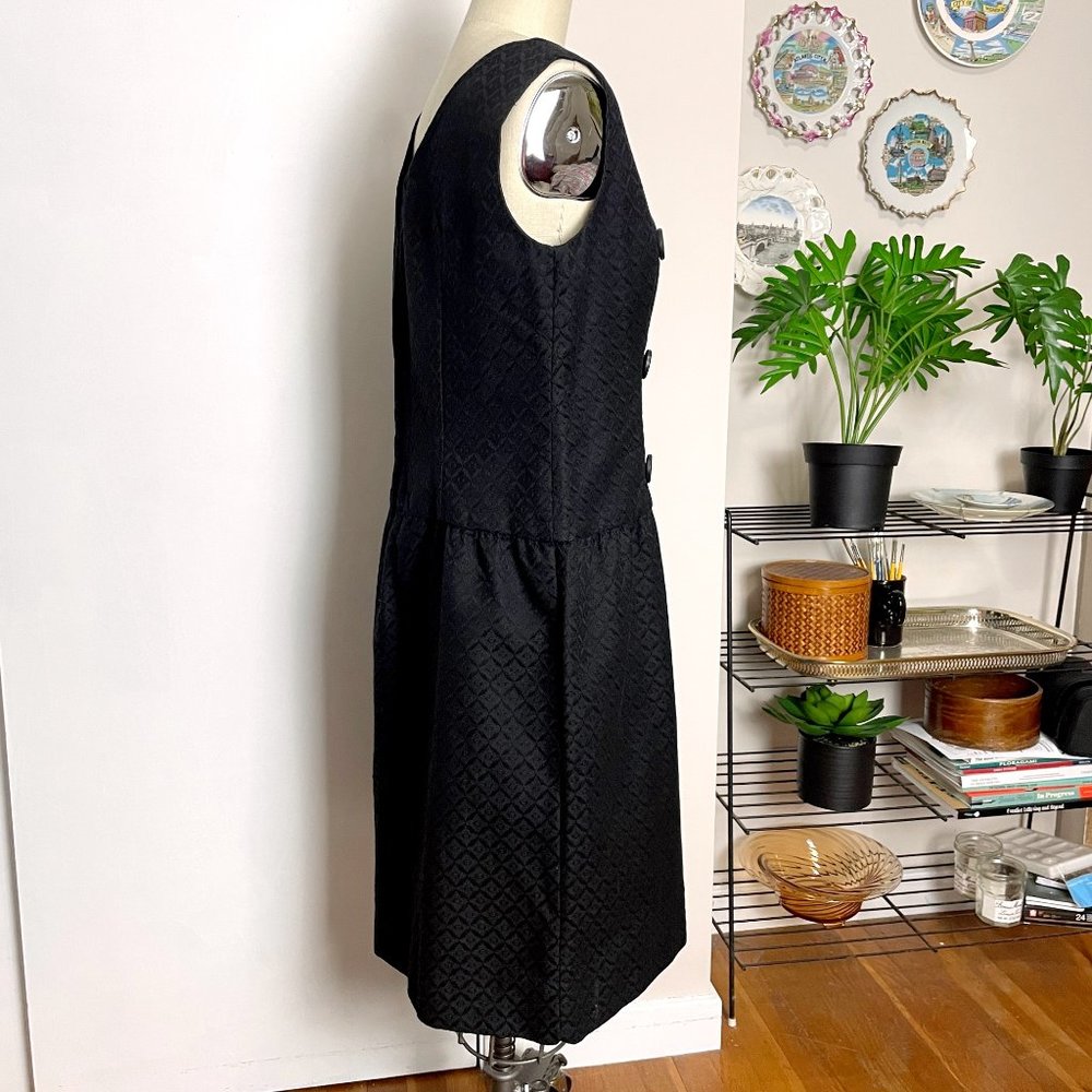 Vintage 60s Little Black Dress NWT ILGWU Arkay Mod Jacquard Sleeveless Cocktail - Picture 5 of 10